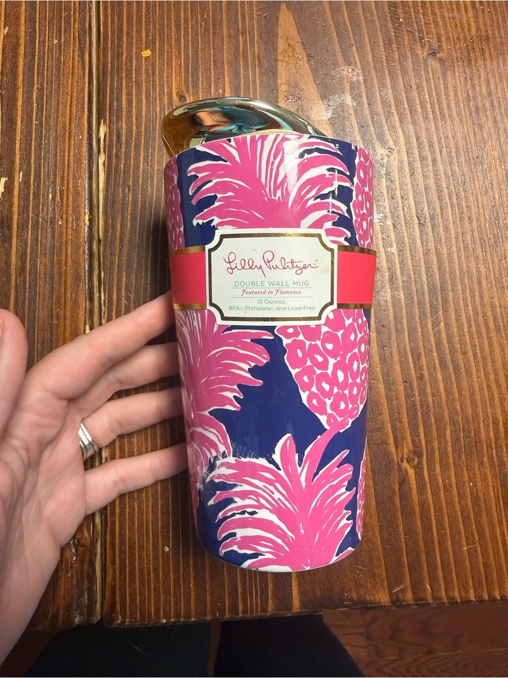 NWT- Lilly Pulitzer Double Wall Lined Ceramic travel coffee mug